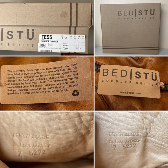 BED STU Tess Tan Leather Tall Riding Boots BedStu Size 7 - Picture 14 of 16